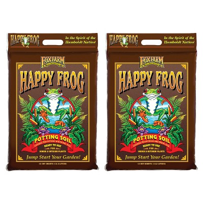 FoxFarm FX14054 Happy Frog Nutrient Rich and pH Adjusted Rapid Growth Garden Potting Soil Mix is Ready to Use, 12 quart (2 Pack)