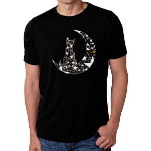 LA Pop Art Cat Sitting On Moon - Men's Premium Blend Word Art T-Shirt - 1 of 4