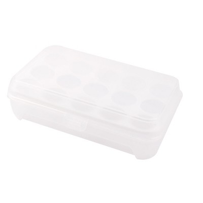 Unique Bargains Household Kitchen Refrigerator Plastic Rectangle Shaped 15 Slots Eggs Storage Container