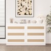6 Drawer Double Dresser for Bedroom, Rattan Dresser for Bedroom with Smooth Mental Slide, Modern Wood Dresser Chest for Bedroom, Living Room, Hallway - 4 of 4