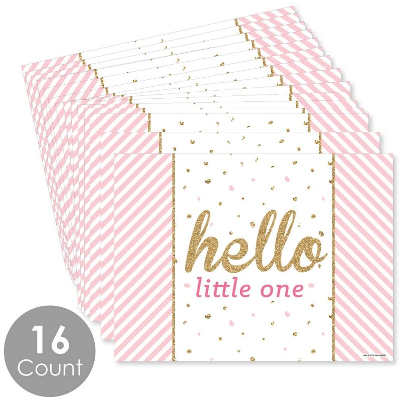 Big Dot of Happiness Hello Little One - Pink and Gold - Party Table Decorations - Girl Baby Shower Placemats - Set of 16, 3 of 7