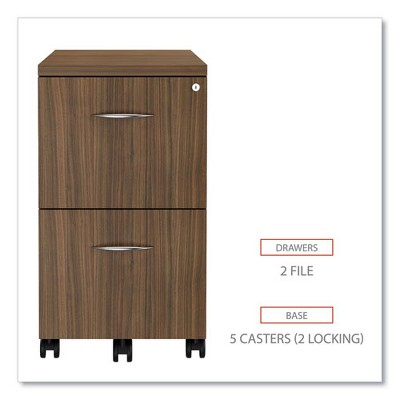 Walnut Mobile 2-Drawer Lockable Legal Size Filing Cabinet