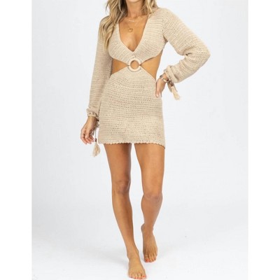 Women's KNIT LONG SLEEVE O-RING COVER UP - MABLE