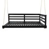 YOOCOZZ Acacia Wood Patio Open-Side Minimalist Design Full Size Porch Swing Bed with Hemp Ropes - 3 of 4