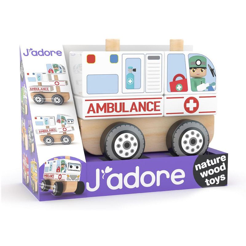 J’adore Ambulance Wooden Stacking Toy, 3 of 4