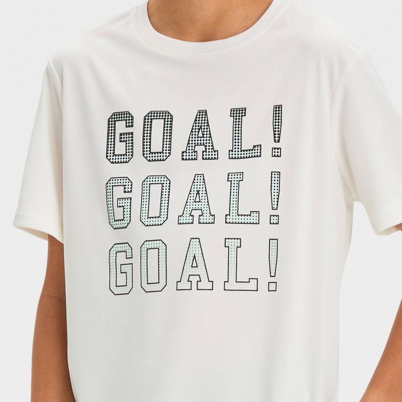 Boys' Short Sleeve 'Goal' Graphic T-Shirt - All In Motion™ White, 3 of 6