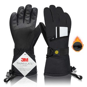 Solaris Waterproof Winter Gloves with Card Pocket, Warm Cozy 3M Thinsulate Ski Gloves for Snowboarding, Shoveling & Outdoor Sports, Gift Idea - 1 of 4