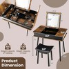 Costway Vanity Table Set w/ Flip Top Mirror Lights USB Port Cushioned Stool Writing Desk - 3 of 4
