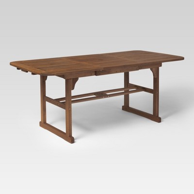 Ravenscroft Modern Boho Acacia Wood Slat Top Rectangle Extendable Outdoor Table - Saracina Home