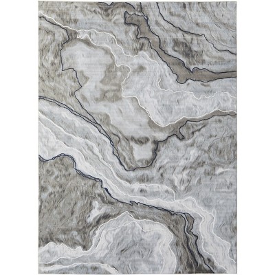 Gaspar Modern Abstract Taupe/Gray/Blue Area Rug
