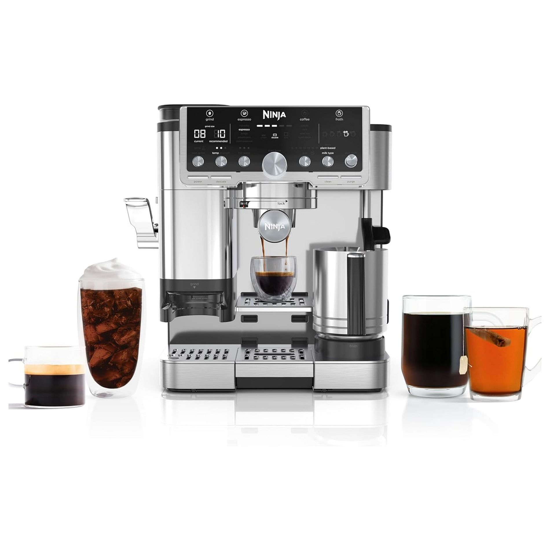 Ninja Luxe Cafe Pro Series 4-in-1 Coffee Machine for Espresso, Drip Coffee and Cold Brew, Integrated Tamper, Built-In Grinder (Certified Refurbished)