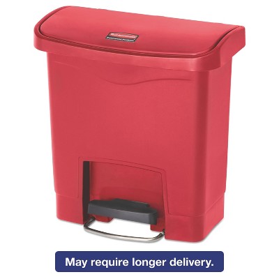 Rubbermaid Commercial Slim Jim Resin Step-On Container Front Step Style 4 gal Red 1883563