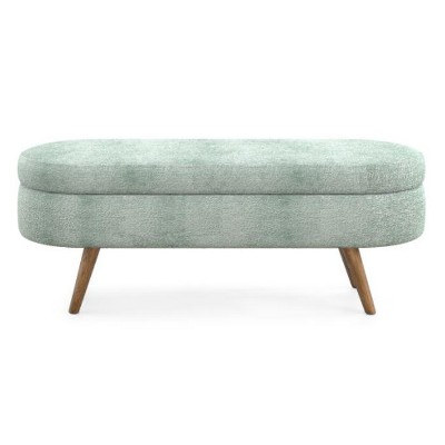 Vynxaria Oval Storage Ottoman Bench, Multi-Purpose Footstool Seat, Decorative Home Furniture with Storage Function