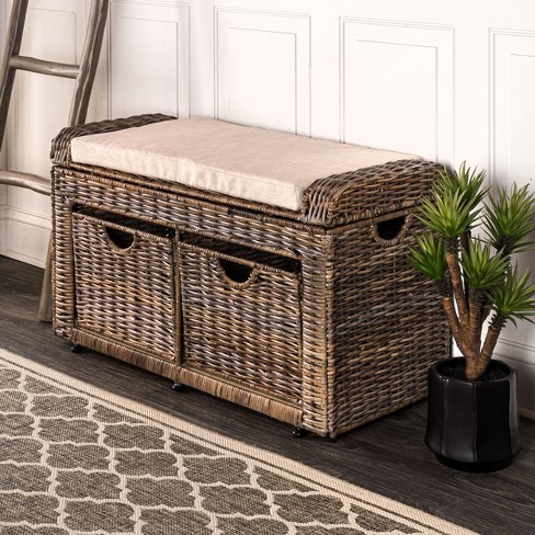 Rattan storage bench with cushion new arrivals