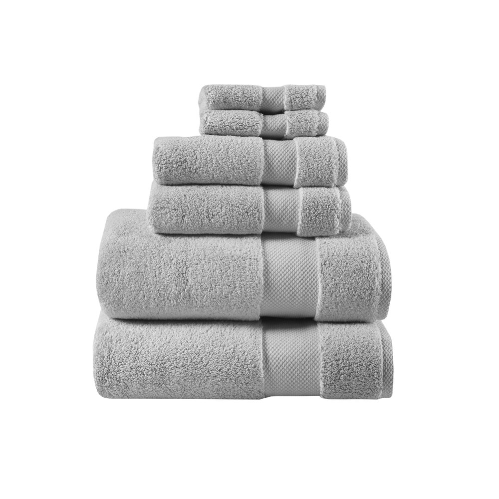 Photos - Towel 6pc Splendor Cotton Bath  Set Gray - Madison Park