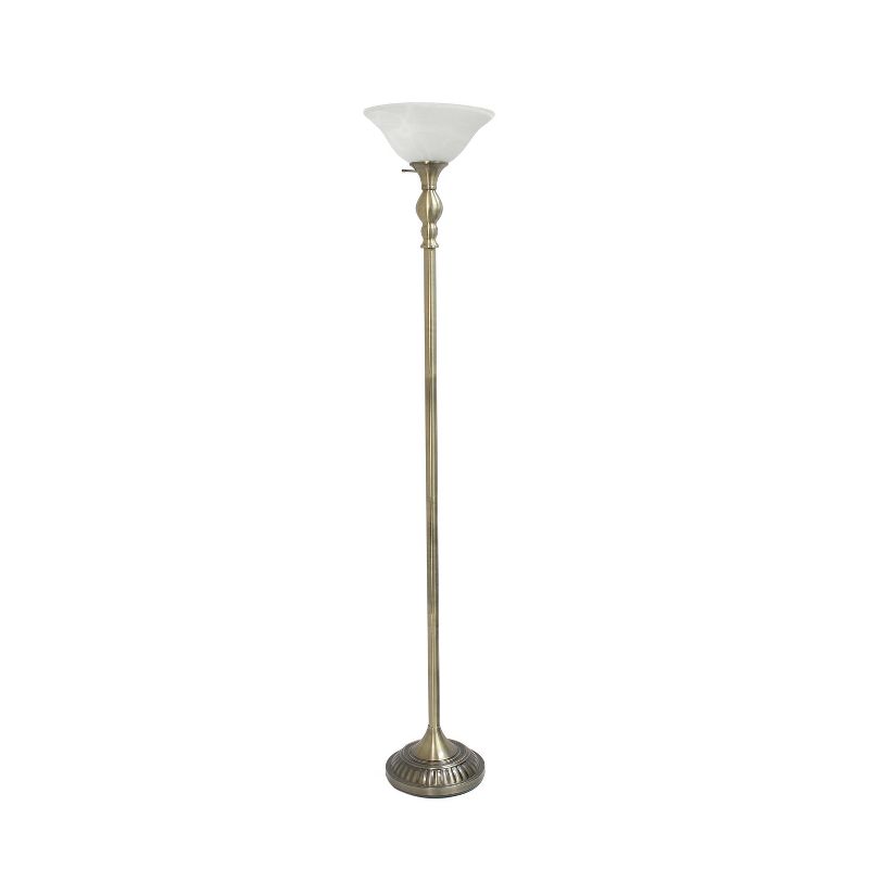 1-Light Classic Torchiere Floor Lamp with Marbleized Glass Shade - Lalia Home, 1 of 9