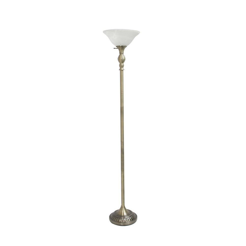 Photos - Floodlight / Garden Lamps Classic 1-Light  Torchiere Floor Lamp with Marbleized Glass Shade Antique B 