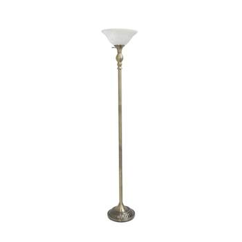 1-Light Classic Torchiere Floor Lamp with Marbleized Glass Shade - Lalia Home