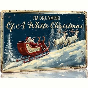 Lomsoe I'm Dreaming of A White Christmas Metal Sign Vintage Christmas Wall Decor for Kitchen Farmhouse Restaurants Cafe Bar 8x12 Inch - 1 of 1