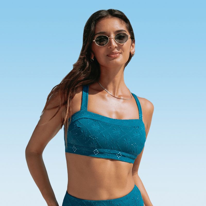 Women's Sensorial Spring Blue Square Neck Bikini Top Swimsuit - Cupshe, 1 of 8