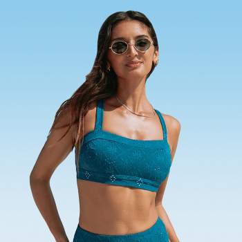 Women's Sensorial Spring Blue Square Neck Bikini Top Swimsuit - Cupshe