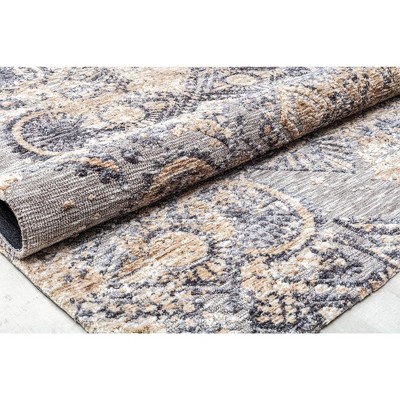 Gray and Beige Synthetic 5' x 7' Rectangular Area Rug