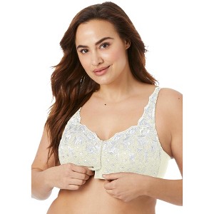 Amoureuse Women's Plus Size Scroll Embroidered Wireless Front-Close Bra - 1 of 4