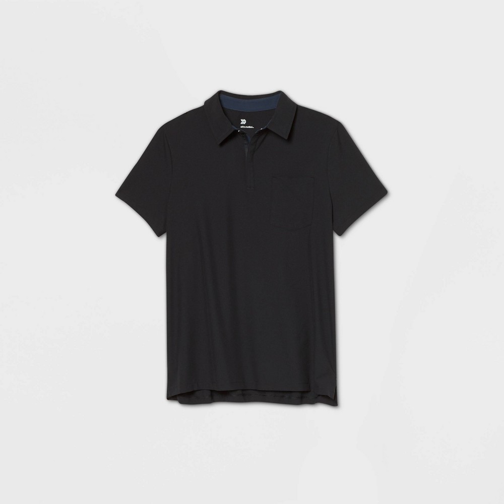 Men's Stretch Woven Golf Polo Shirt - All in Motion Black XL, Men's was $24.0 now $12.0 (50.0% off)