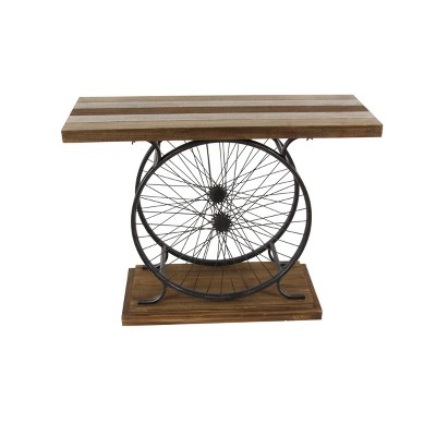 Industrial Wheel Console Table Brown - Olivia & May