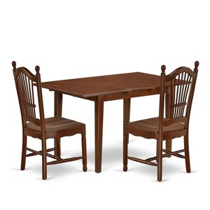 Rectangle Dining Table Set 3pc 48-60" Table w/ Leaf & 2 Wood Chairs - HomeStock - 1 of 4