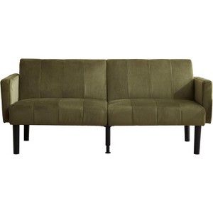 75.5” Linen Flannel Convertible Sofa Bed, 3-Position Adjustable Recliner with Solid Wood Legs, 700lbs Capacity, Off-Floor Design for Living Room - 1 of 4