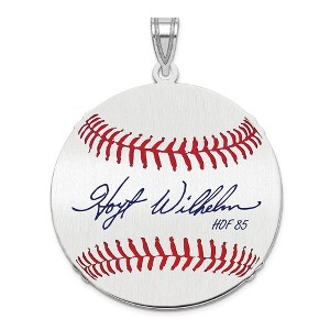 Black Bow Jewelry Sterling Silver Hoyt Wilhelm Signature LG Enamel Baseball Pendant - 1 of 4