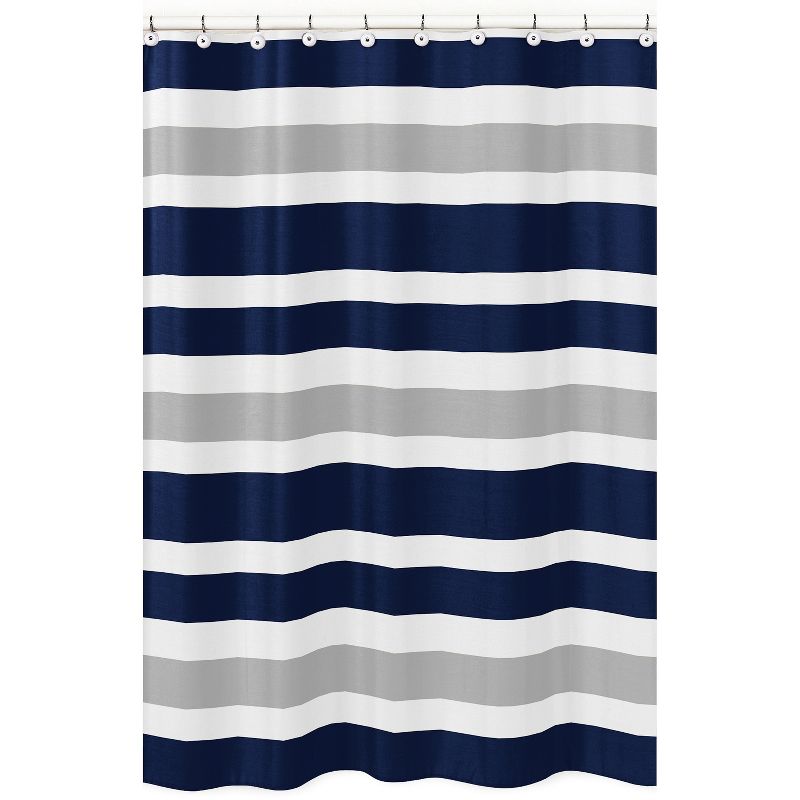 Sweet Jojo Designs Shower Curtain 72in.x72in. Stripe Blue Grey, 1 of 7
