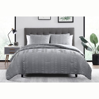 Kate Aurora Modern Accents Jodi Ruffled Embossed 3 Piece Comforter & Pillow Shams Set