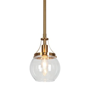 LNC Capensis Matte Black and Polished Gold Clear Glass Globe LED Mini Indoor Kitchen Island Light - 1 of 4