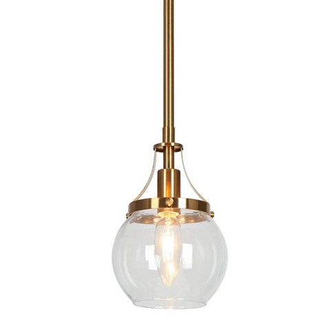 LNC Capensis Matte Black and Polished Gold Clear Glass Globe LED Mini Indoor Kitchen Island Light - image 1 of 4