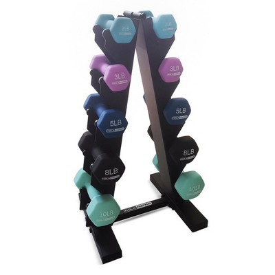 Holahatha 5, 10, And 15 Pound Neoprene Dumbbell Free Hand Weight Set With  Storage Rack, Ideal For Home Gym Exercises To Gain Tone And Definition :  Target