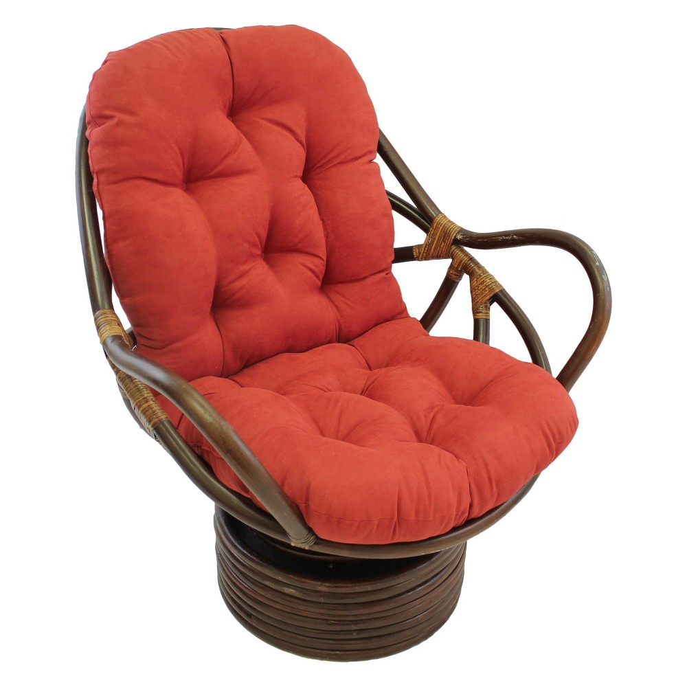 Photos - Rocking Chair Rattan Swivel Rocker with Micro Suede Cushion Cardinal Red - International