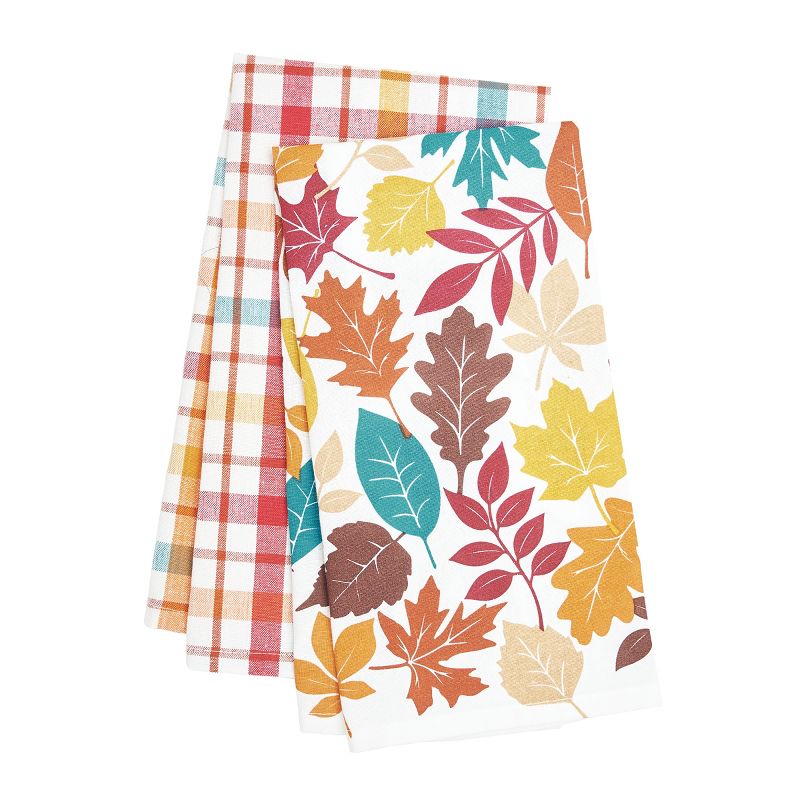 C&F Home Fall Leaves & Plaid Printed & Woven Kitchen Towel Set of 2, 4 of 8