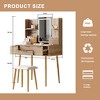 Gulches 4-Drawer Vanity Desk with Carved Details Fluted Makeup Table, Metal Legs, PU Stool, Jewelry Storage for Bedroom - 3 of 4