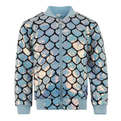 2Bunnies Girls' Seashell Glow Sequin Bomber Jacket