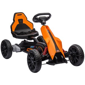 Aosom 12V Electric Go Kart for Kids, Outdoor Ride-On Toy with Forward Backward Drive & Adjustable Speed, Gift for Child 3-8 Years Old, Orange - 1 of 4