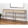 HomeRoots 63" Natural and Black Solid Wood and Metal Frame Console Table With Shelf And With Two Drawers - 2 of 4