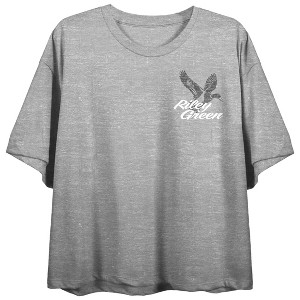 Riley Green Truck & Dog Art Crew Neck Short Sleeve Gray Heather Women's Crop Top - 1 of 4