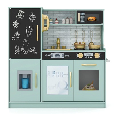 Safstar  Kid's Pretend Play Kitchen Toddler Kitchen Playset w/ Blackboard Green