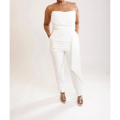 Women's Classy Draped Bustier Jumpsuit - LUXXEL