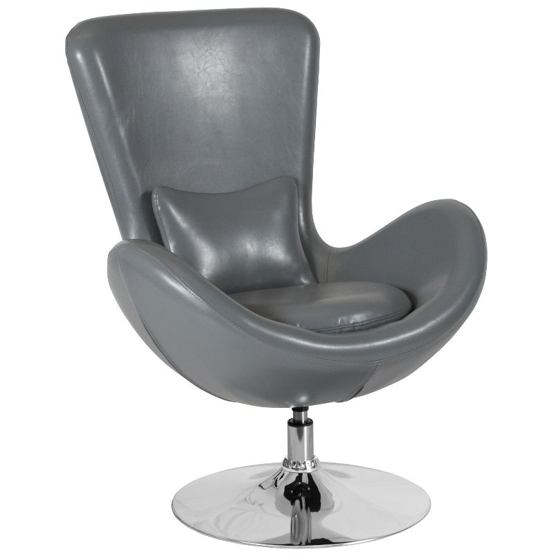 Merrick Lane High-Back Egg Style Lounge Chair With 360° Swivel Metal Base, 1 of 18