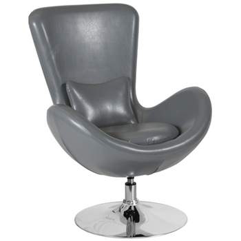 Merrick Lane High-Back Egg Style Lounge Chair With 360° Swivel Metal Base