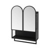 ChicFurnit Bathroom Storage Cabinet Modern Double Arched Mirror Cabinet with Two Doors and Open Shelf for Bathroom Use, Black, 27.17"*16.14"*8.27" - 2 of 4