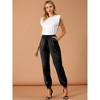 Allegra K Women's Drawstring Elastic Waist Ankle Length Satin Joggers with Pocket 2 Pcs - 3 of 4